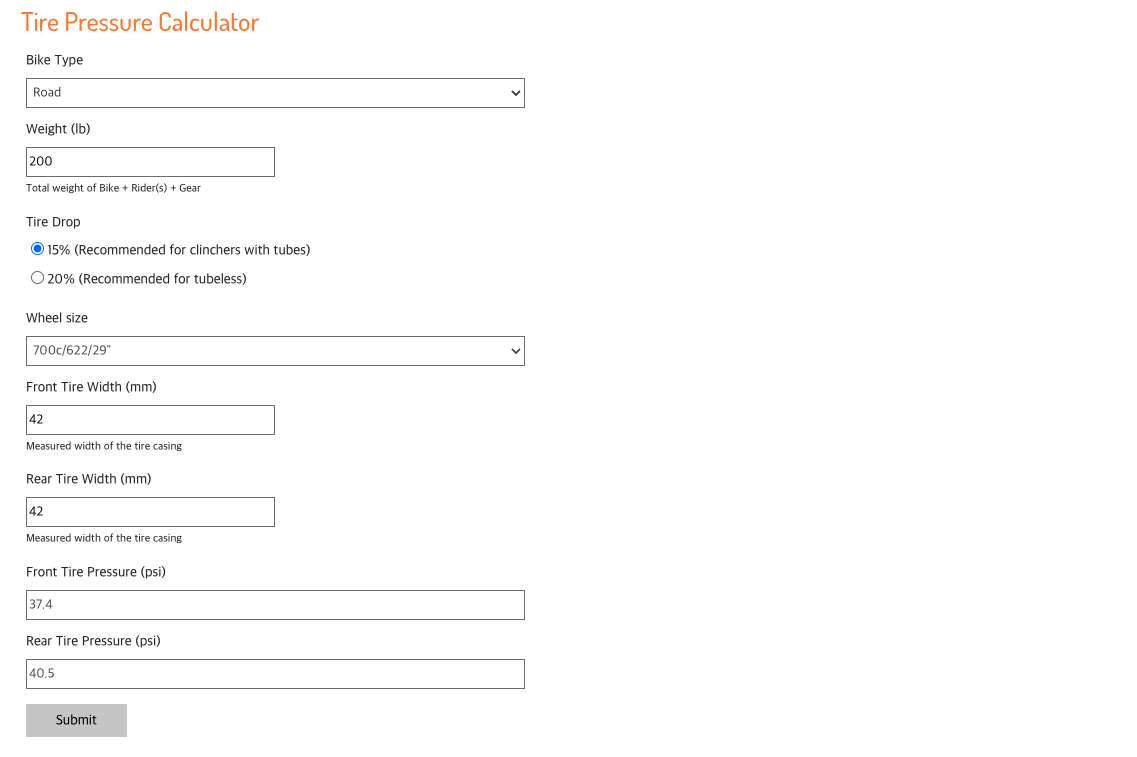 로드자전거 공기압 계산 방법 이미지