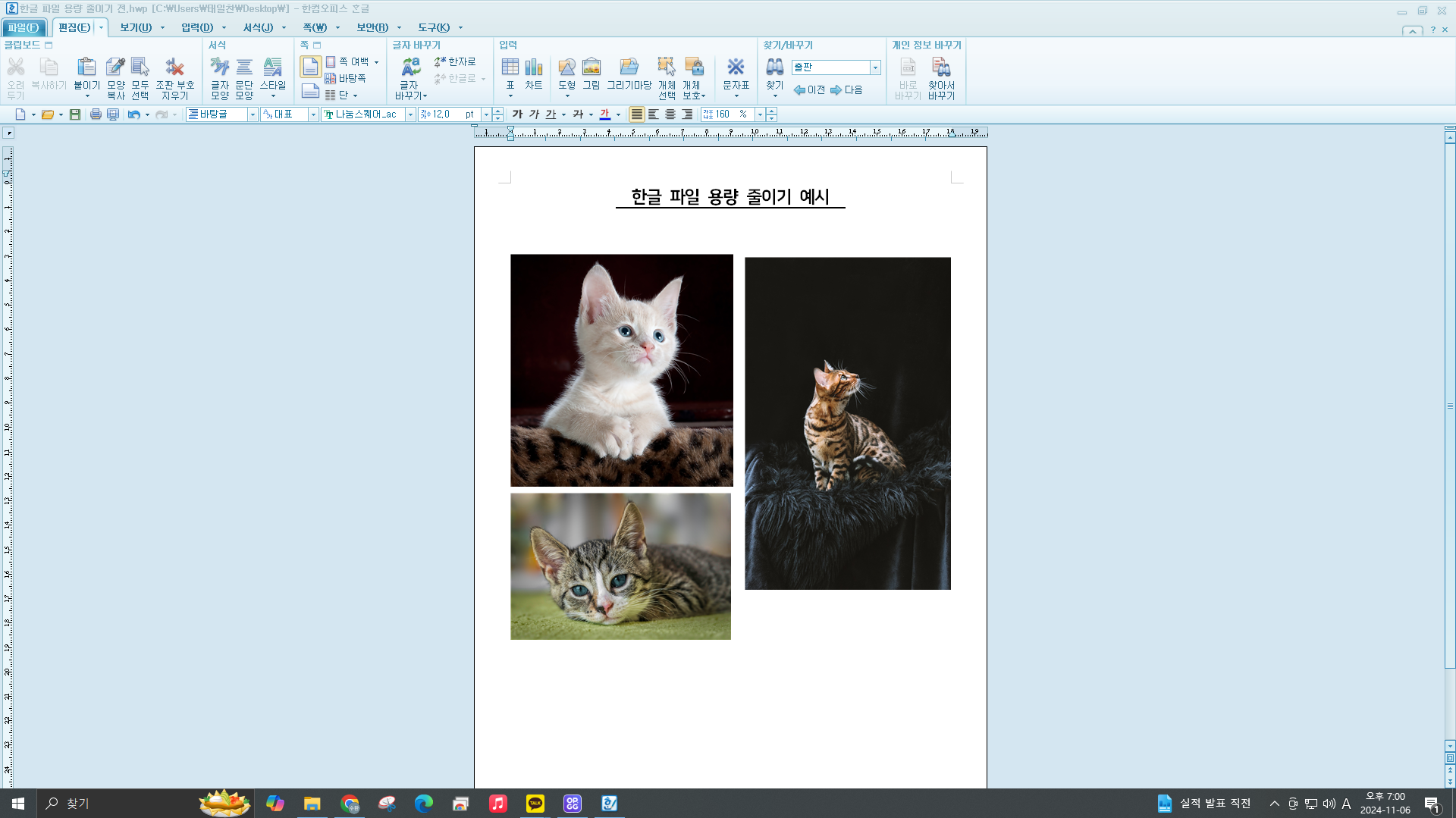 한글 파일 용량 줄이기 이미지