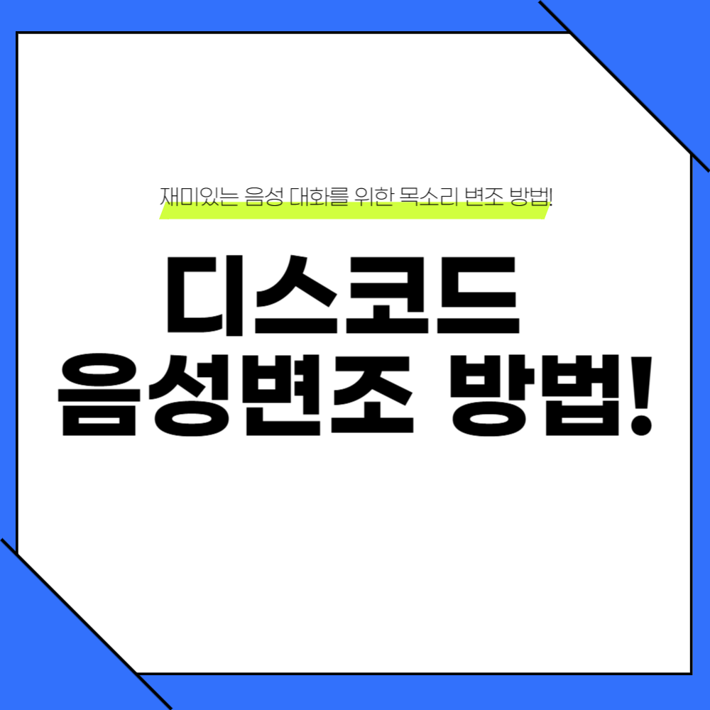 디스코드 음성 변조 방법